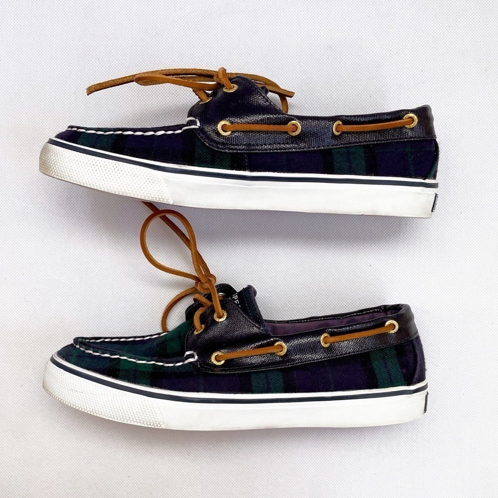 Sperry Vintage 90s Ralph Lauren Christmas Plaid Lace Up Boat Shoe - Picture 2 of 9